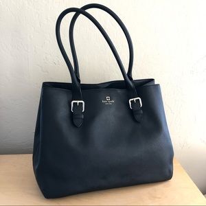 Kate Spade Black Round Handle Leather Tote Bag